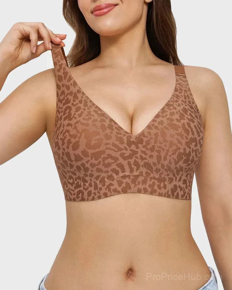 Wireless Leopard V-Neck Contour Bra - Main