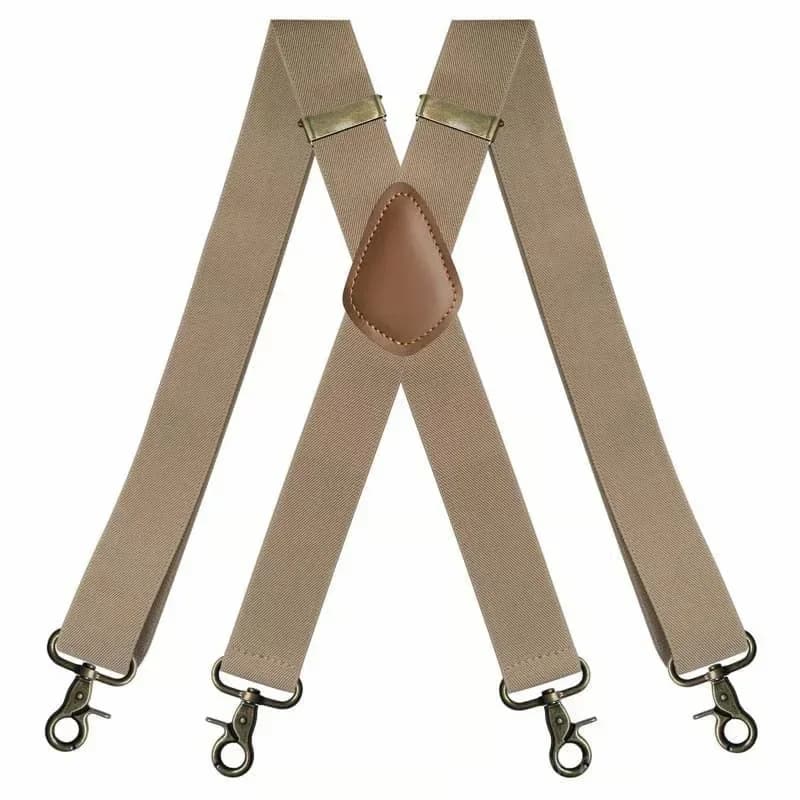 Adjustable X-Back Work Suspenders, Black/Beige/Coffee/Grey - View 8