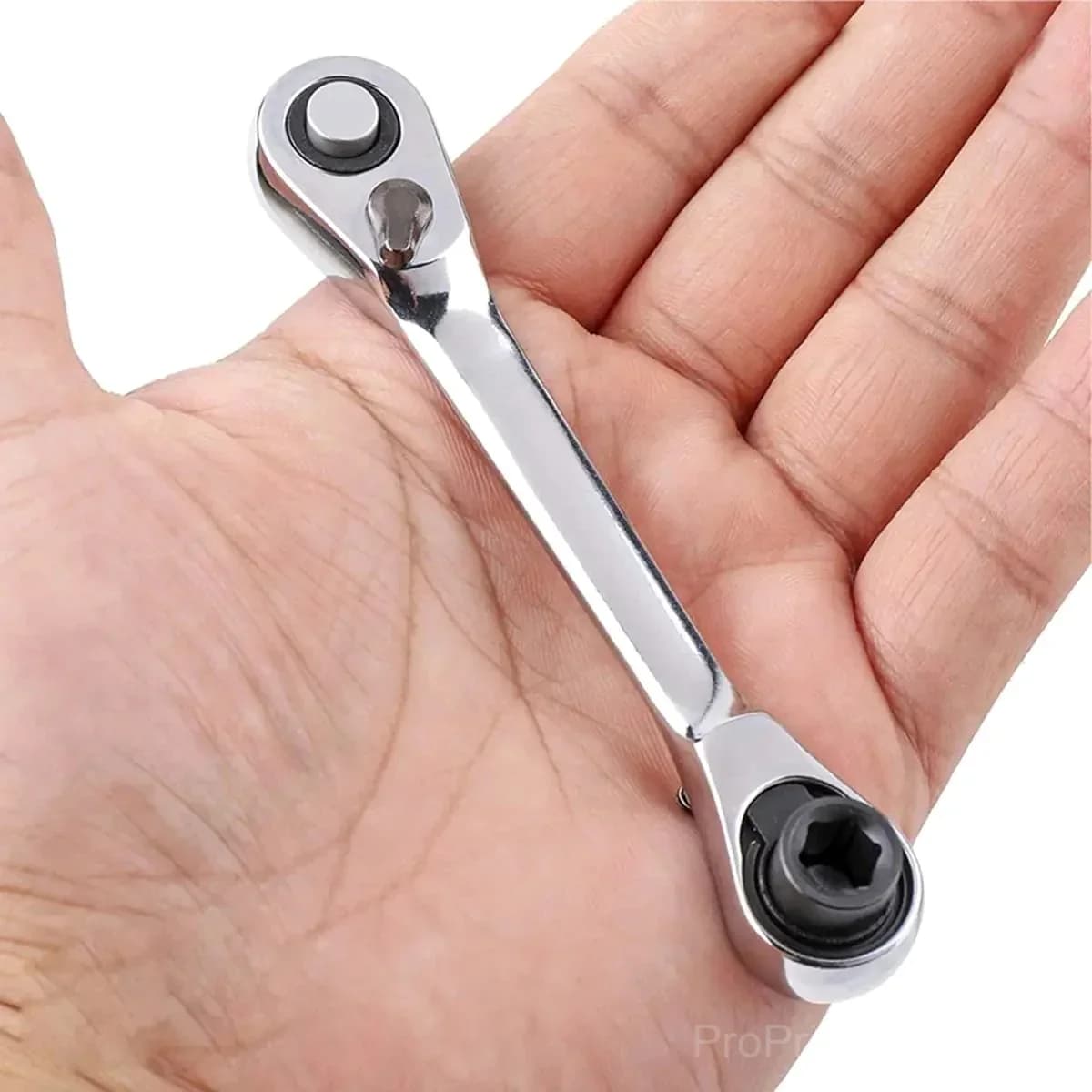 Mini Double Headed Ratchet Wrench, 1/4 Inch Drive, 72-Tooth, 5° Quick Release - View 1