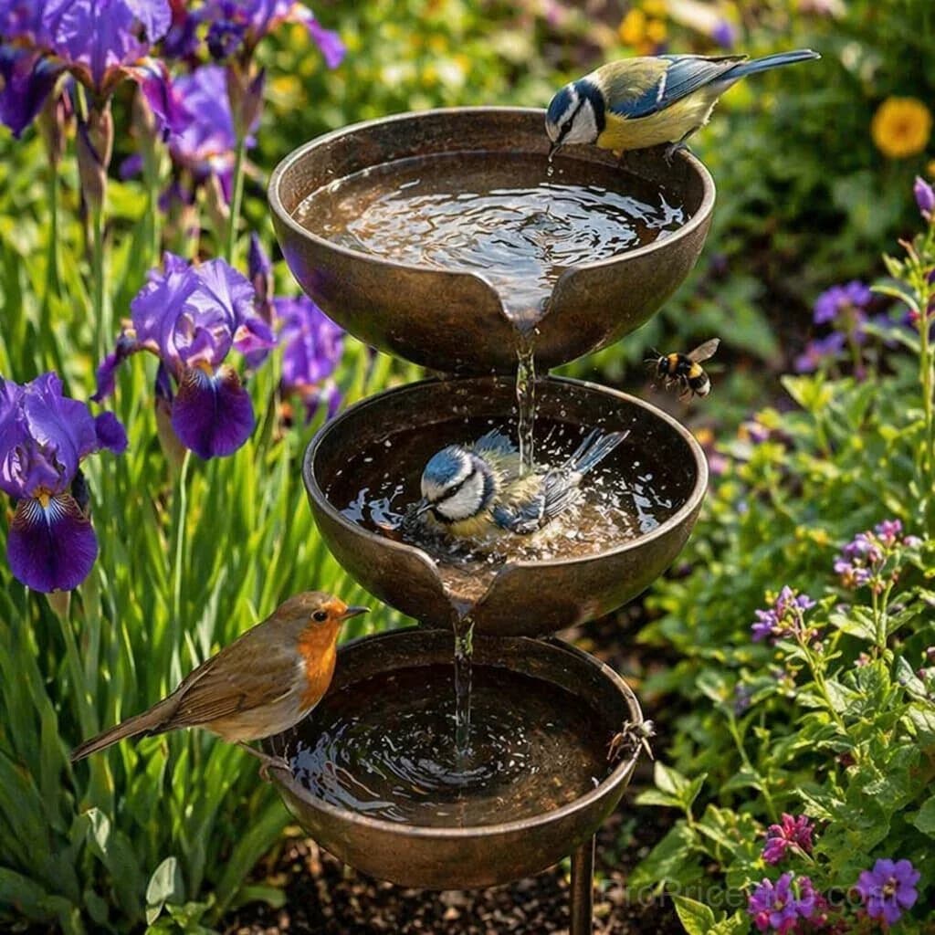 Cascading Rain Catcher Bird Bath for Garden Wildlife - View 1