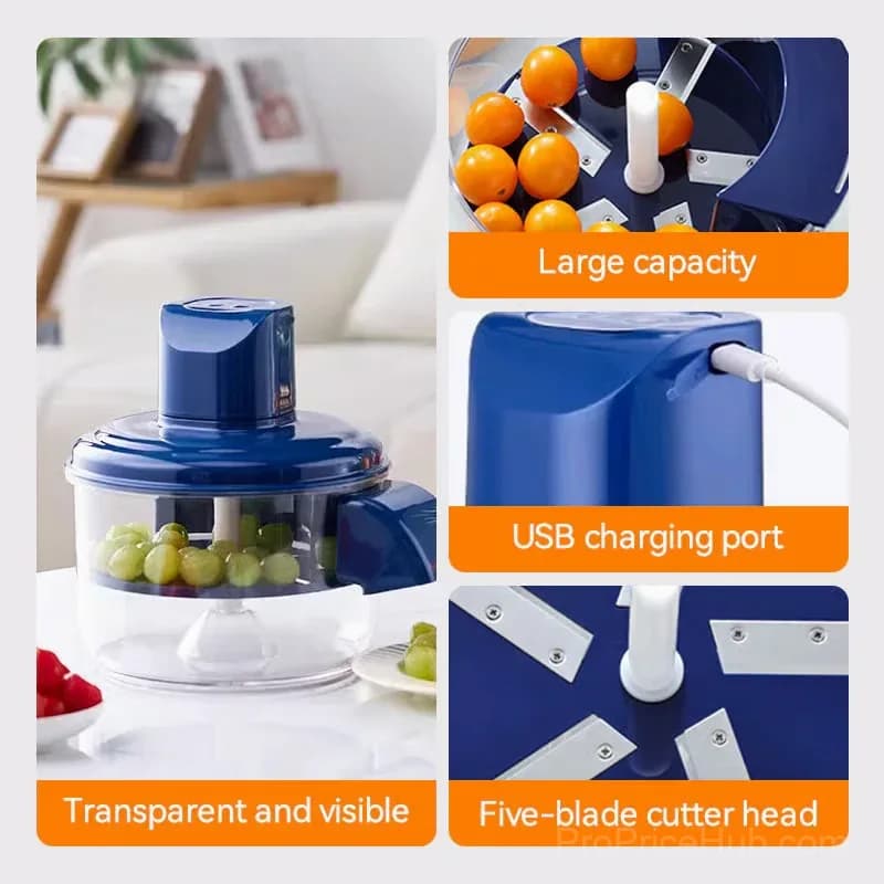 Transparent Electric Fruit & Vegetable Peeler, Blue - View 3