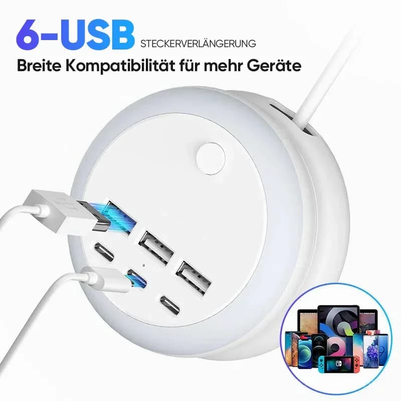 7-in-1 Expandable USB Charging Station with 8-Color Mood Light - View 3