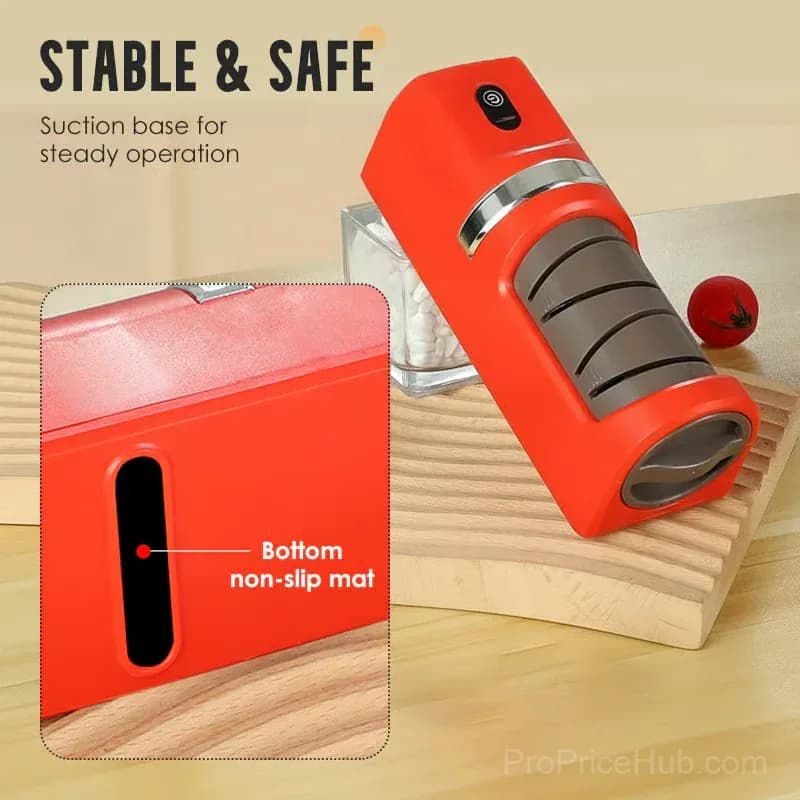 Automatic Kitchen Knife Sharpener, Red - View 3