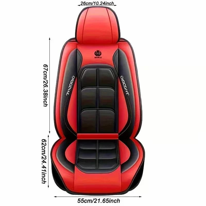 PU Leather Front Car Seat Covers, Universal Fit, Red - View 2