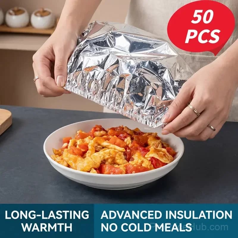 Aluminum Foil Heat-Retaining Kitchen Covers (50 Pack) - View 1