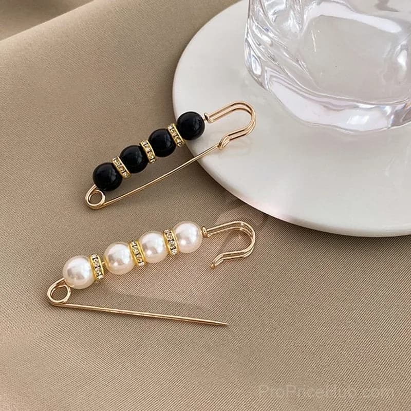Fancy Rhinestones Pearls Safety Pin Brooch - View 7