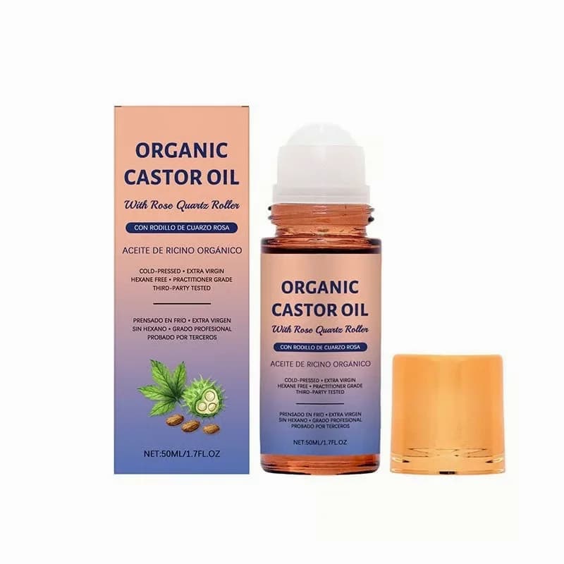 Organic Golden Castor Oil Roll-On with Rose Quartz, 1 Pc - Main