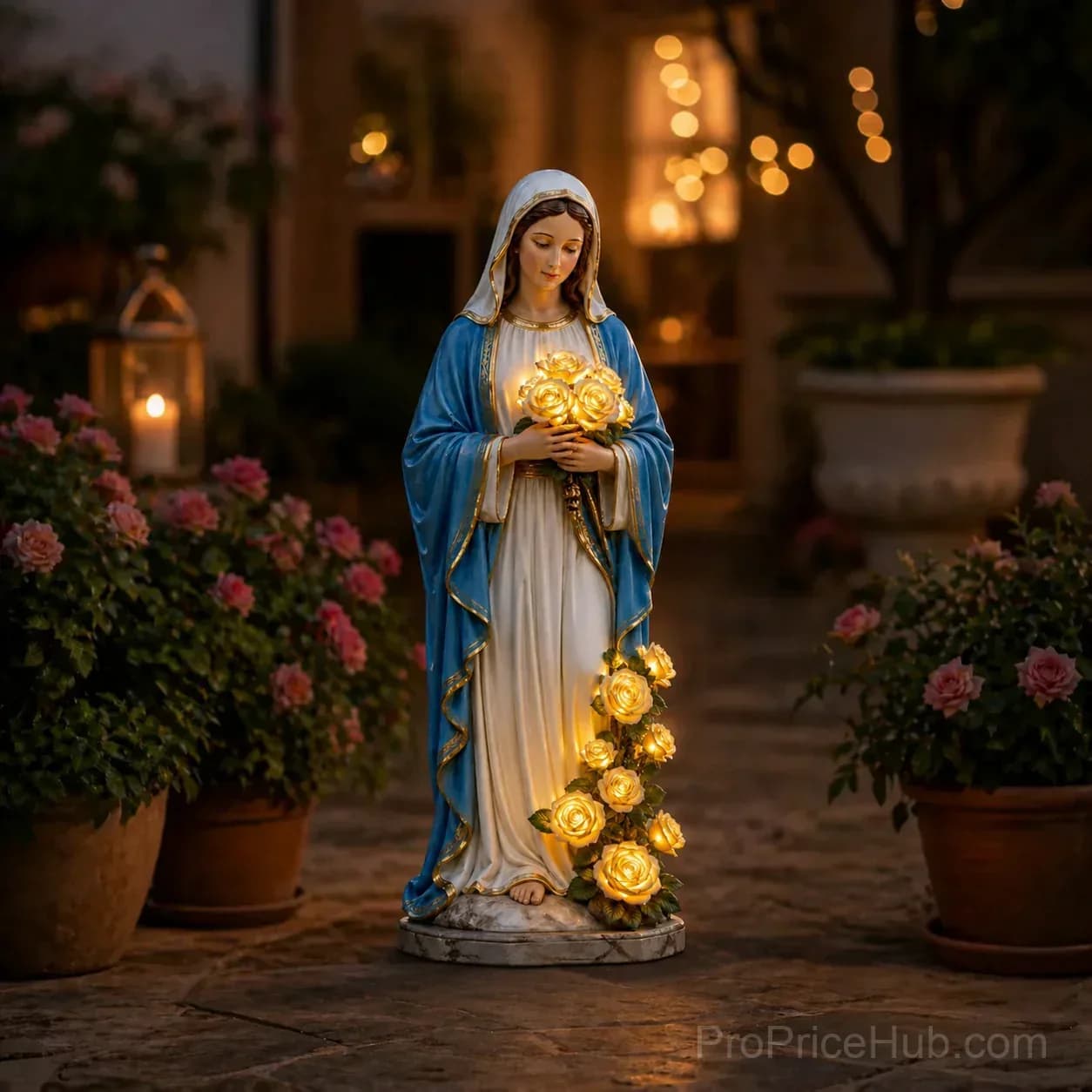 Blessed Light of Jesus Solar LED Glowing Rose Garden Statue - View 2
