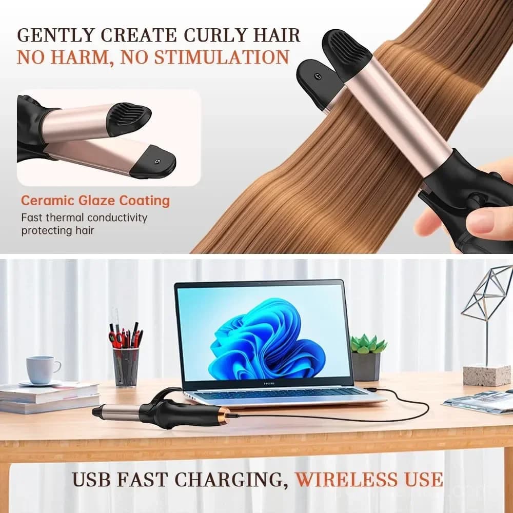 Cordless 2-in-1 Hair Straightener and Curler, 4000mAh - View 6