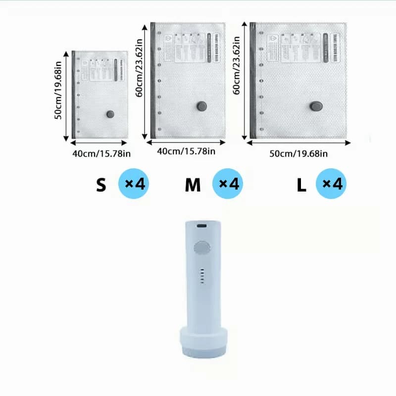 Cordless Travel Vacuum Storage Bag Set with Pump - View 4