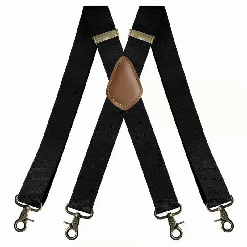 Adjustable X-Back Work Suspenders, Black/Beige/Coffee/Grey - View 10