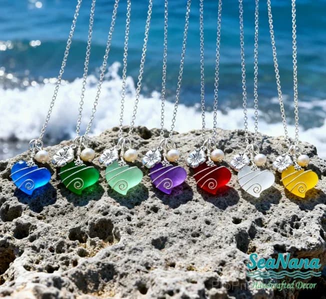 Handcrafted Heart Sea Glass Necklace - View 14