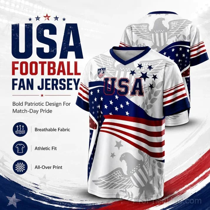 V-Neck USA Bald Eagle Graphic Soccer Jersey - View 1