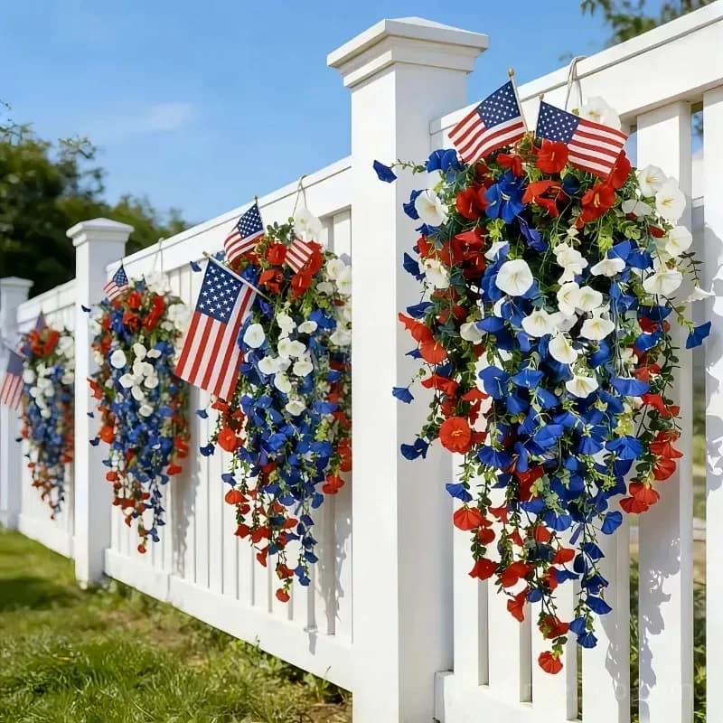 Red, White & Blue Artificial Flowers for July 4th Porch & Party Decor - View 6