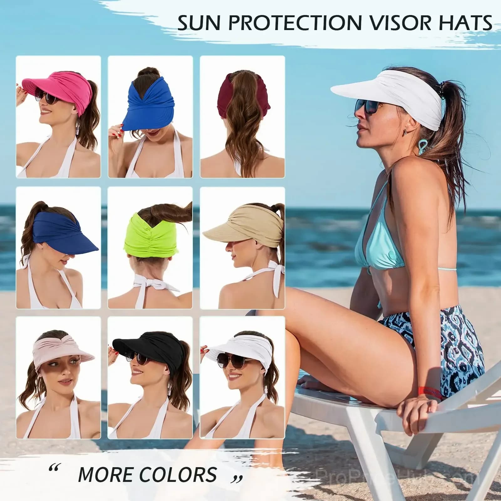 Women's UPF 50+ UV Protection Sun Visor Hat - View 10