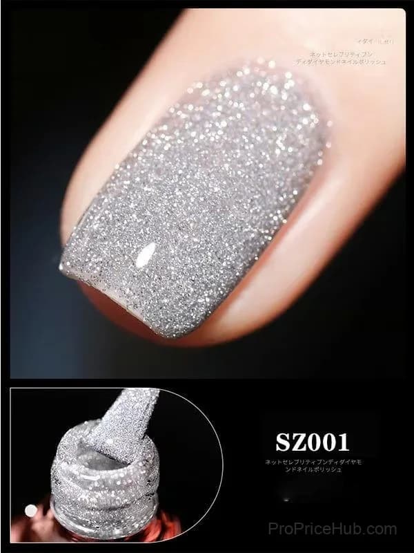 High Density Glitter Nail Gel Polish - Silver - View 1