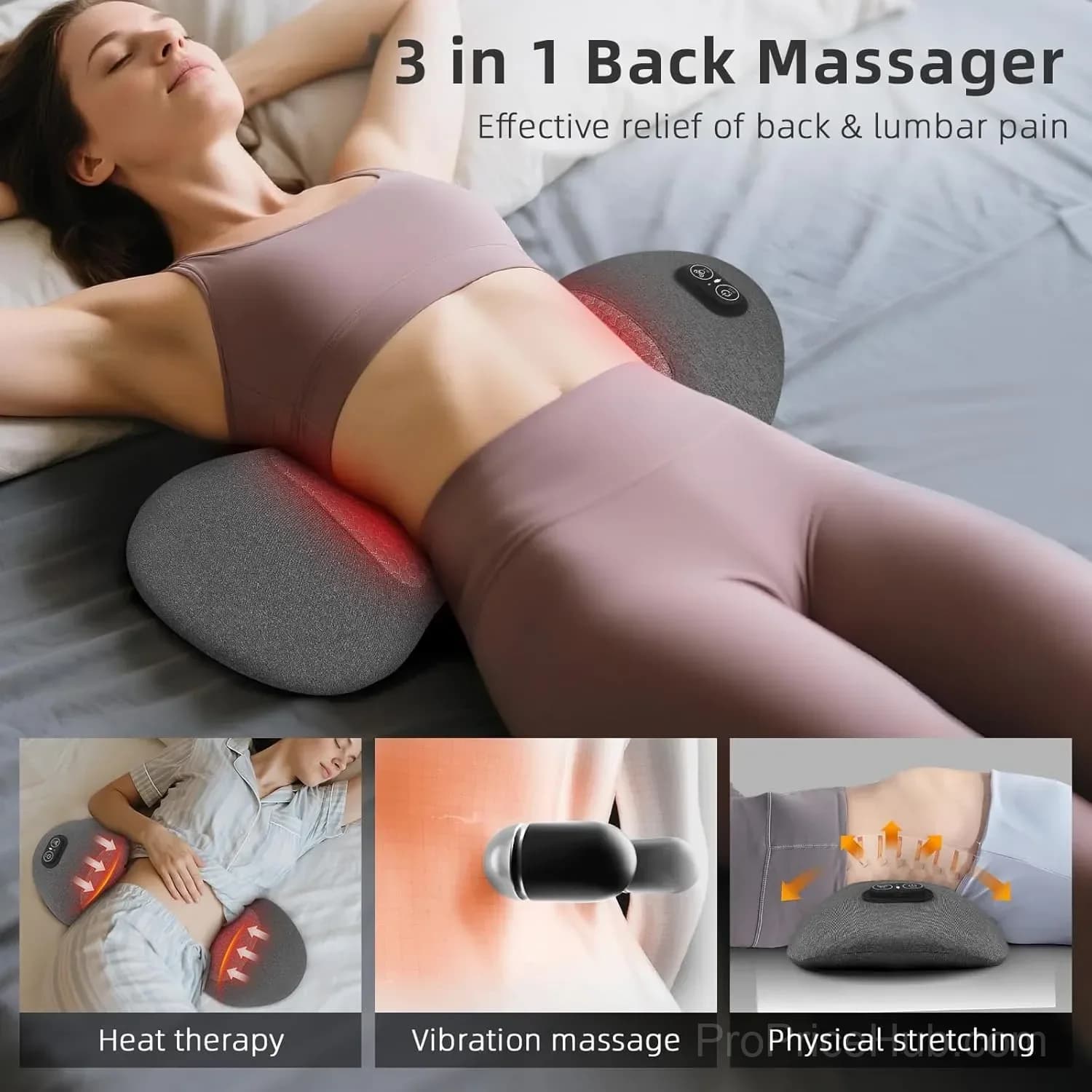 Heated Lumbar Support Pillow with Electric Massage - View 2