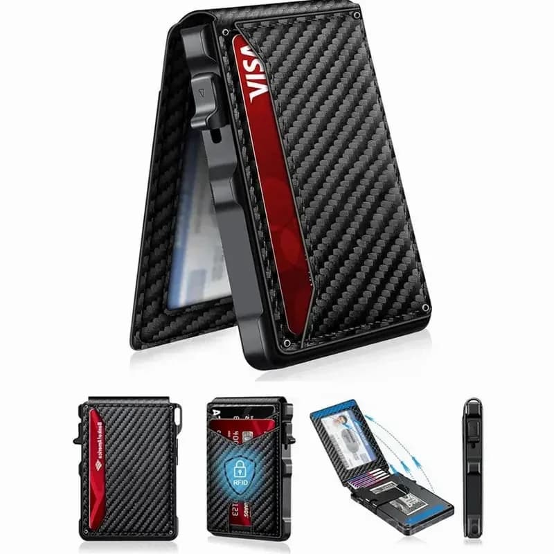 Men's RFID Blocking Wallet with Pop-Up Aluminum Case and Money Clip - View 1