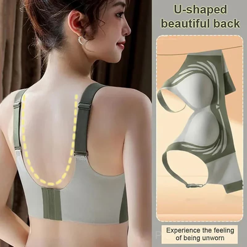 Women's Wire-Free Anti-Sagging Push-Up Bra, Green, M (B/C) - View 4