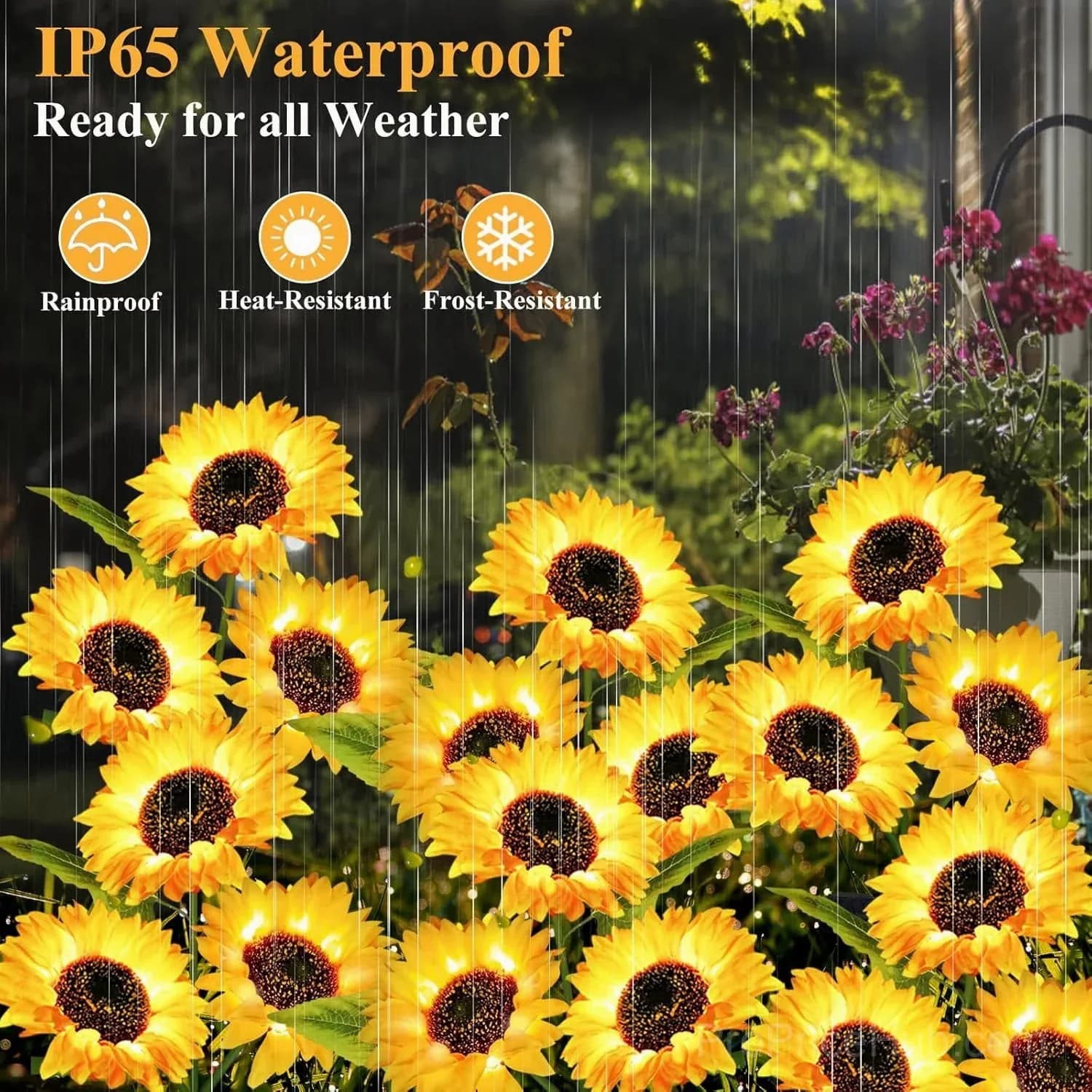 Solar Powered Sunflower Garden Lights, 2 Pack - View 9