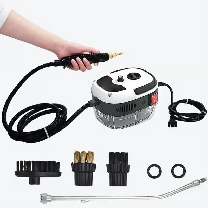 Red Handheld Steam Cleaner with Single-Knob Control - View 2