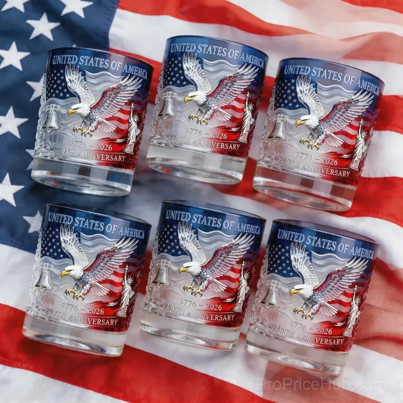 USA 250th Anniversary Commemorative Glass Cup - View 3
