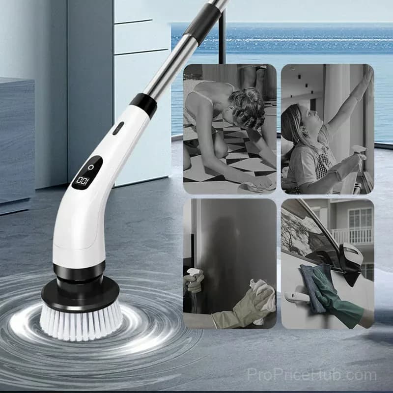9-in-1 Electric Cleaning Brush, White, 1 Pack - View 3