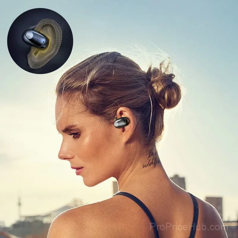 Sporty Hanging Ear Bluetooth Earphones, Black - View 4