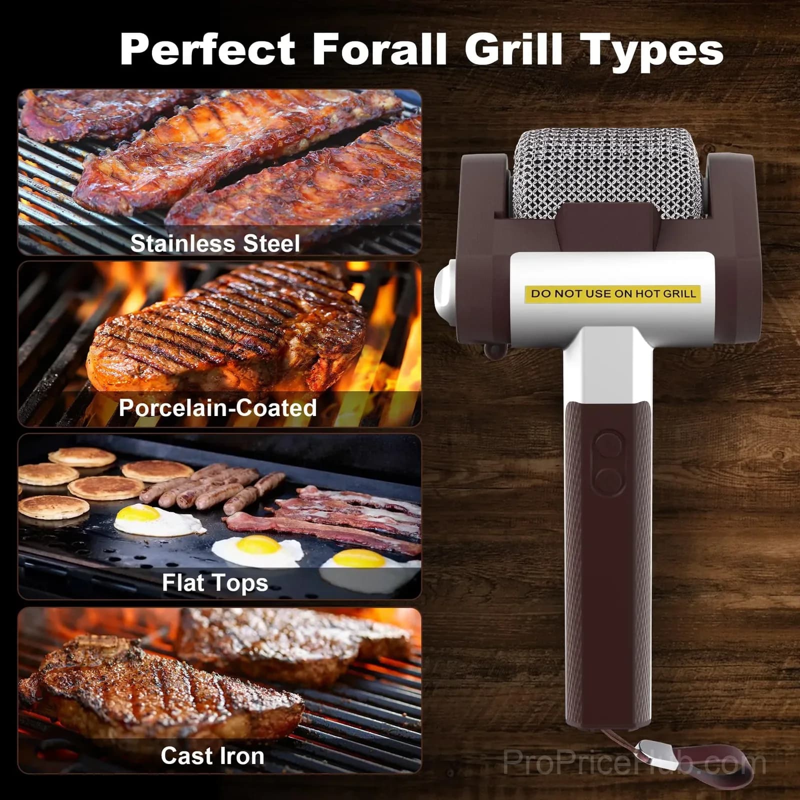 Rechargeable Electric Grill Brush, 350 RPM Bristle-Free Roller - View 7