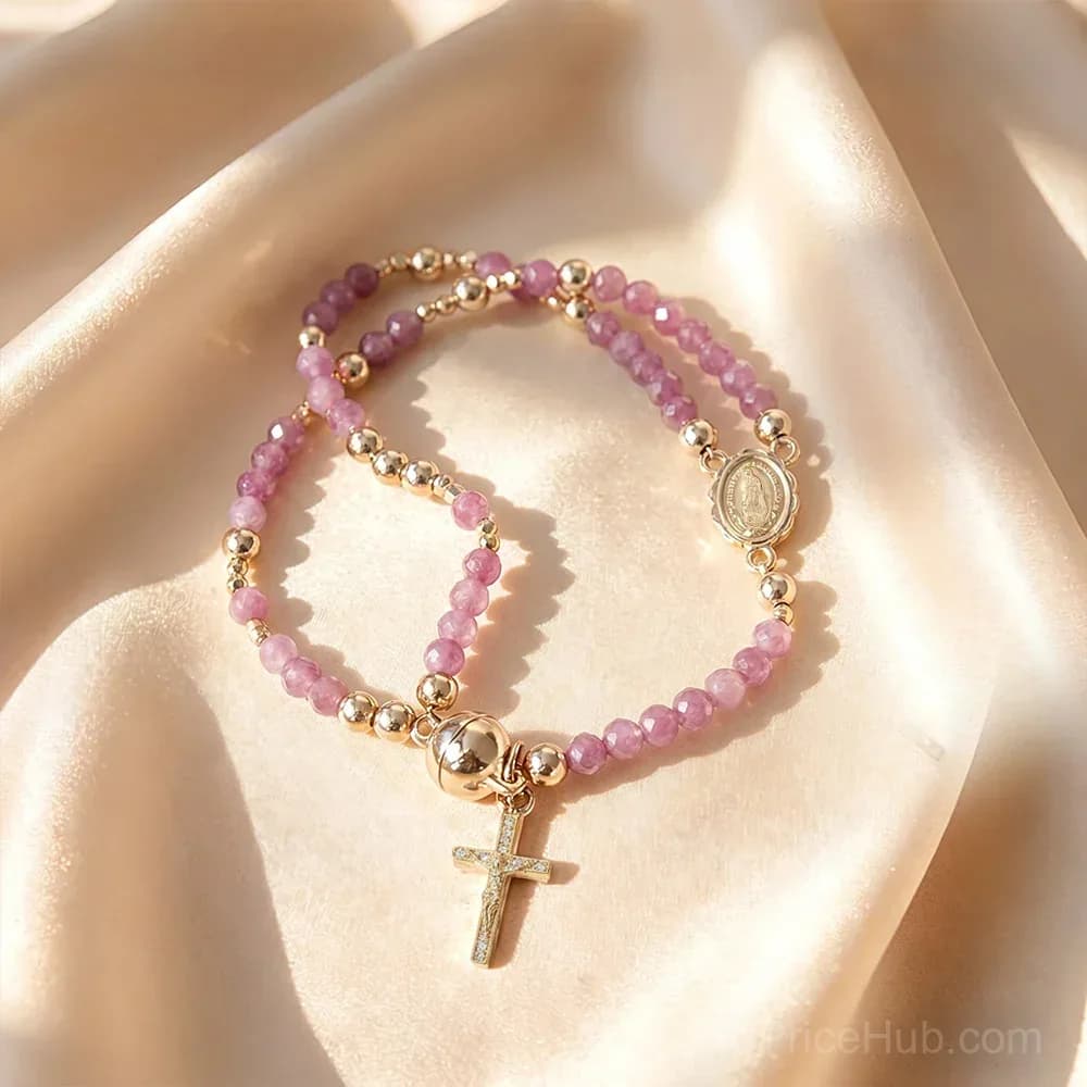 FaithLine Silver Rosary Bracelet - View 11