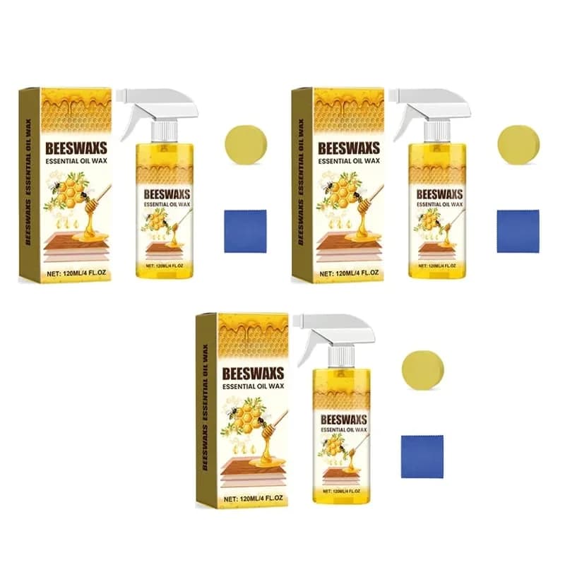 Beeswax Floor Polish Spray Set, 120ml with Sponge and Towel - View 2
