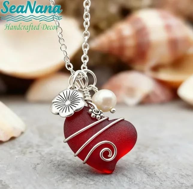 Handcrafted Heart Sea Glass Necklace - View 5