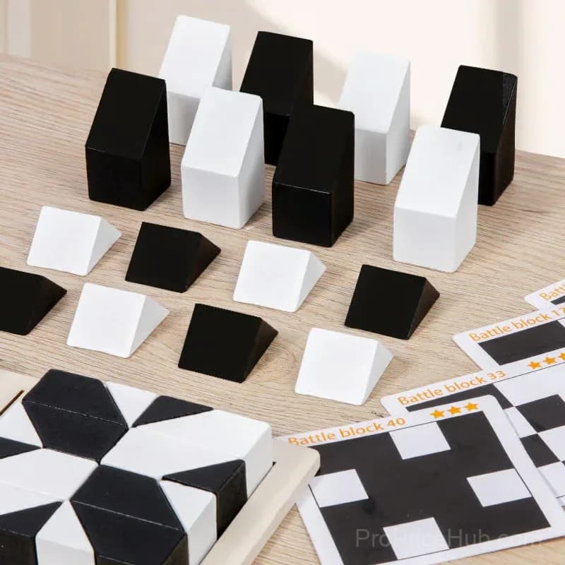 Hidden Building Blocks Puzzle Board Game Set A, 16 Blocks + 80 Cards - View 3