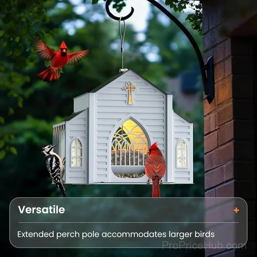 Church-Shaped Solar Bird Feeder - Garden Decor - View 1