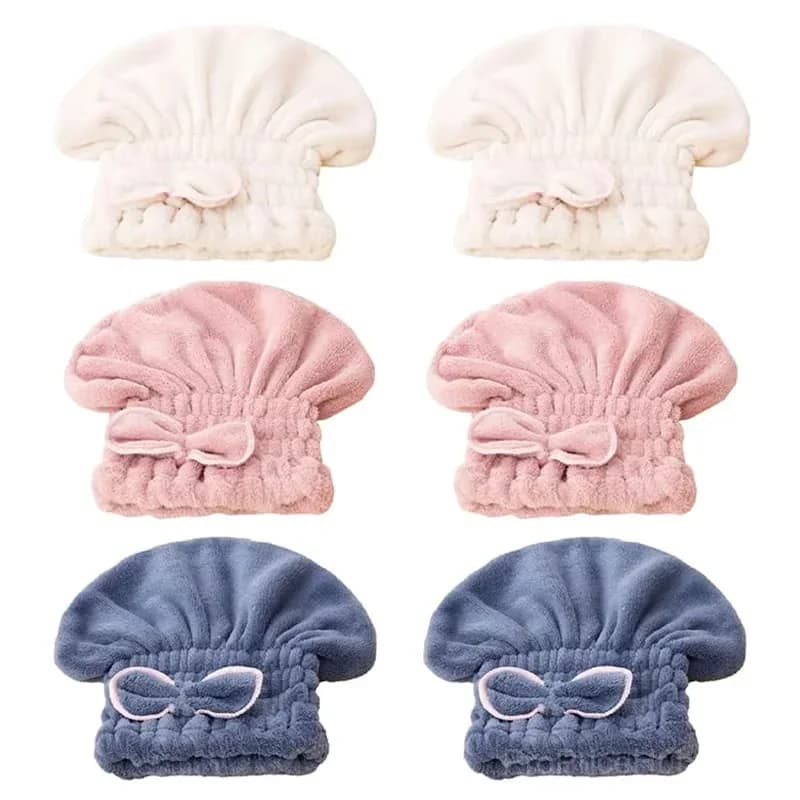 Super Absorbent Blue Hair Towel Wrap for Wet Hair - View 5