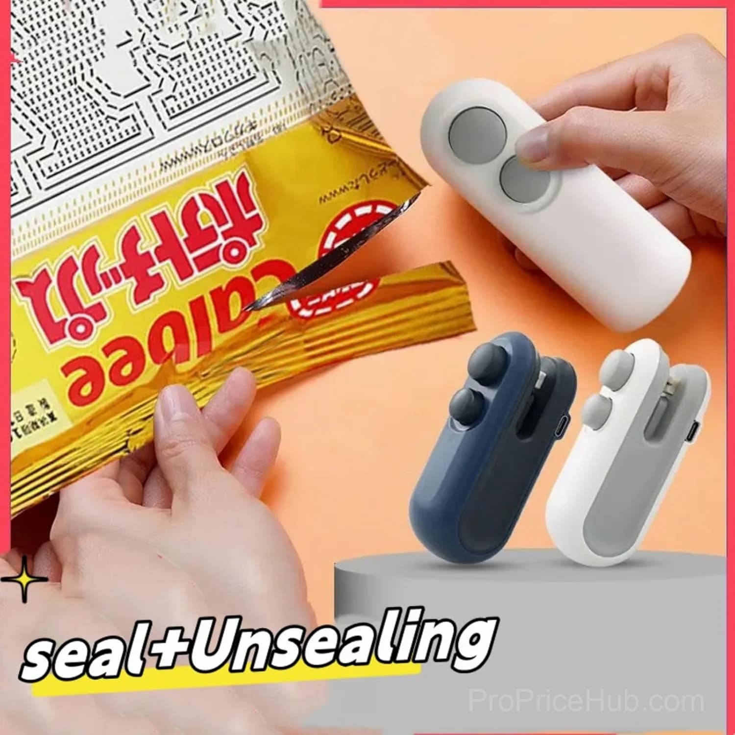 2-in-1 Mini Bag Sealer, White/Blue, 2-Pack - View 1