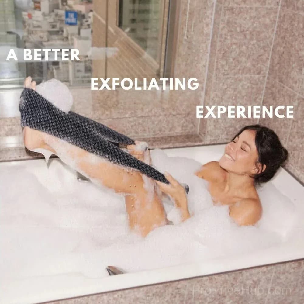 Black Exfoliating Shower Bath Towel - View 2