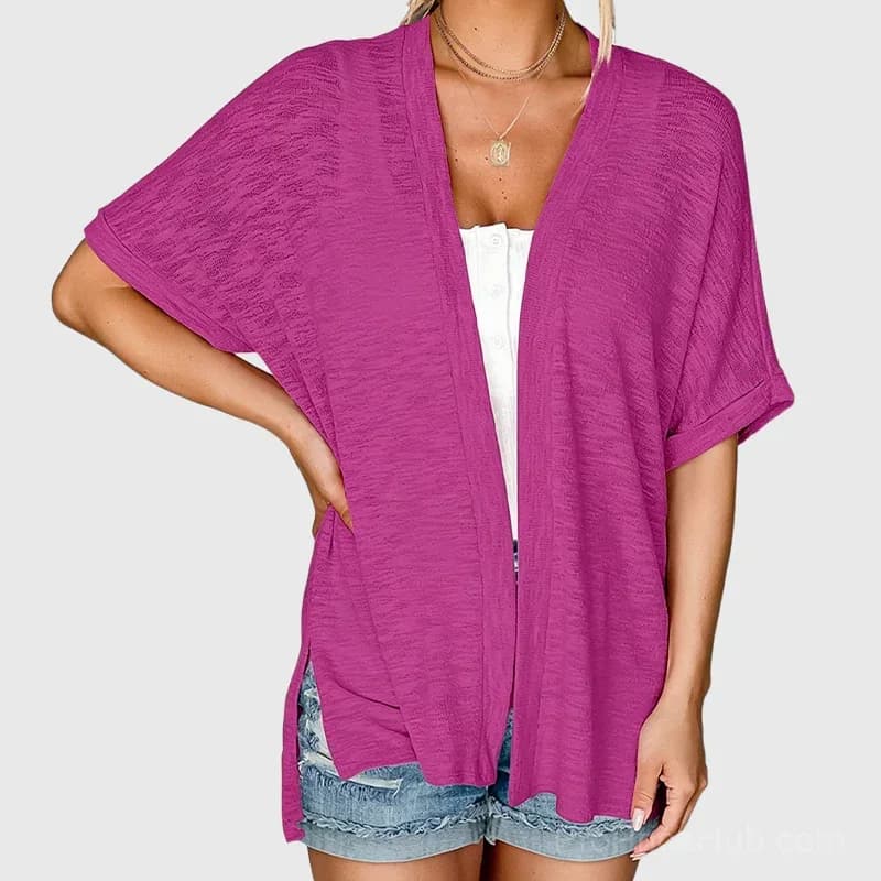 Solid Color Short-Sleeve Casual Jacket - View 1