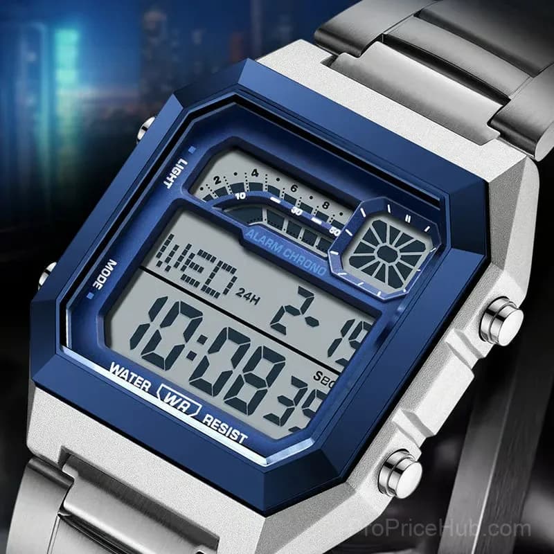 Unisex Gold Digital Watch with Square Luminous Display - Alt