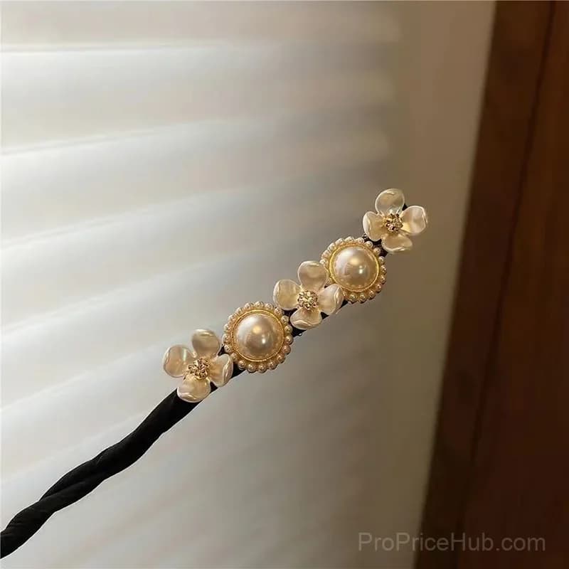 Pearl Flower Twist Hair Styling Tool - Gold Circle Pearl - View 3