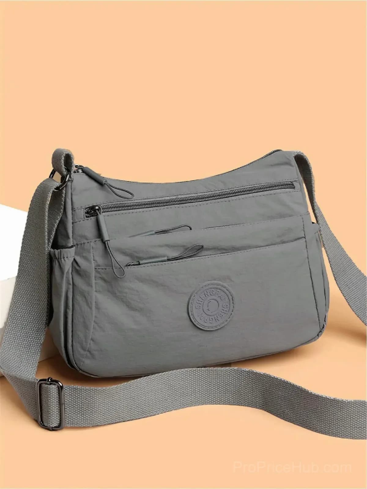 Women’s Black Multi-Pocket Zipper Crossbody Bag - Alt