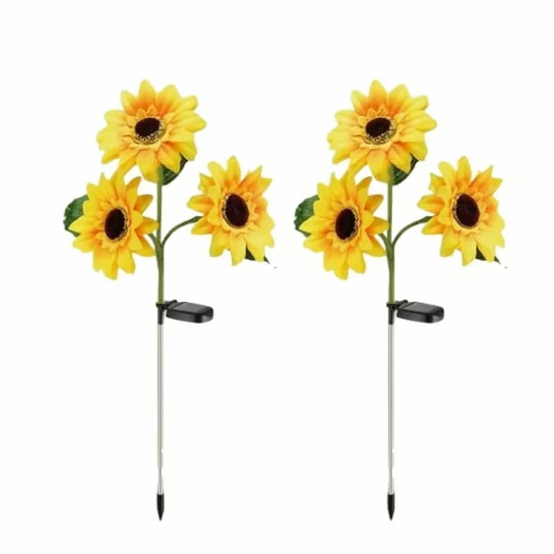 Solar Triple-Head Sunflower Garden Lights, 2-Pack - Main