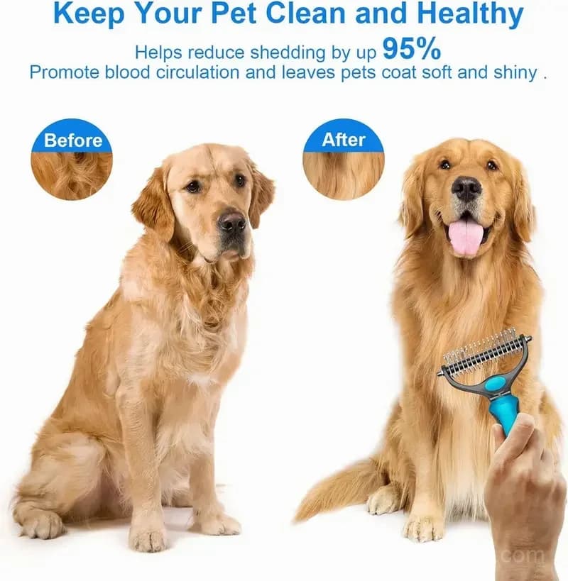 Double-Sided Deshedding Pet Brush for Dogs & Cats, Ergonomic Grooming Tool - View 6