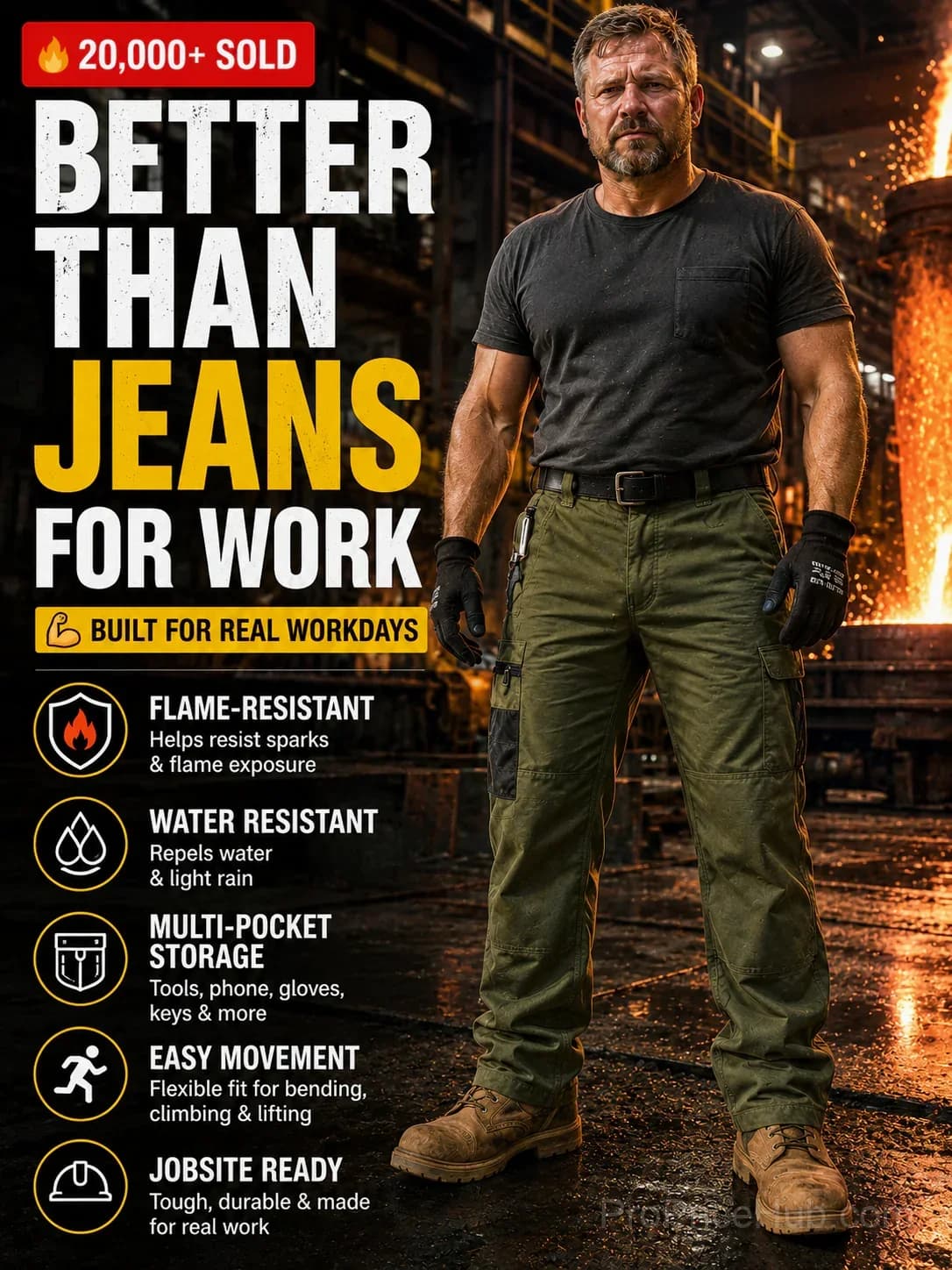 Men's Flame-Resistant Tactical Work Pants - View 1