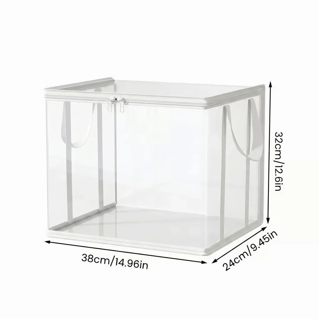 Large Clear Thick Plastic Storage Box with Black Hinged Lid - Alt