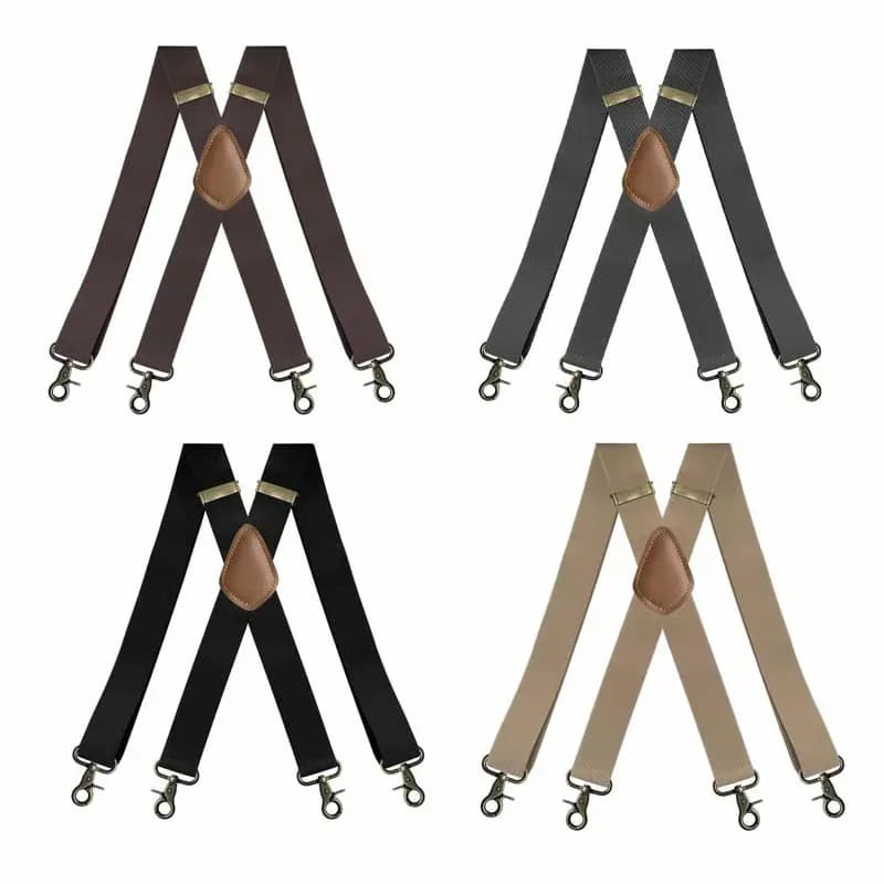 4-Clip Suspenders for Formal & Daily Wear, Black/Brown - View 10