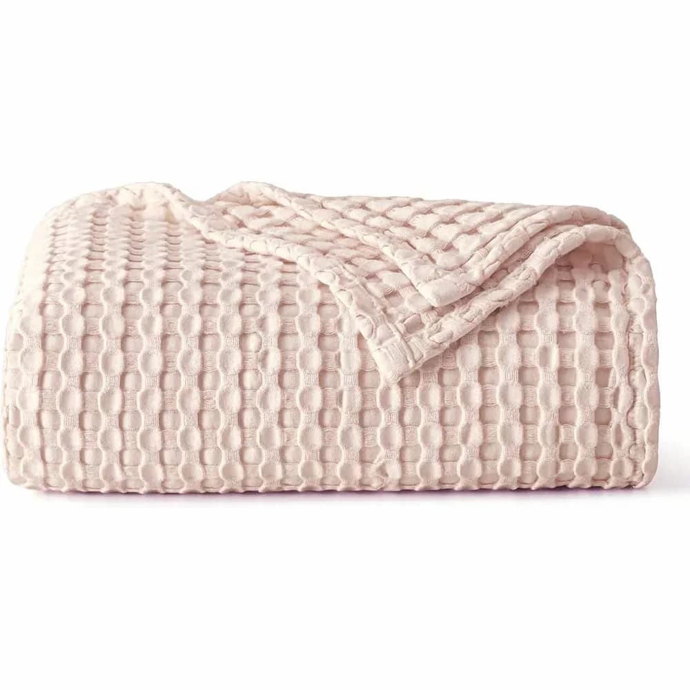 Bamboo-Cotton Waffle Weave Blanket, Ginger, 59 x 79 in - Alt