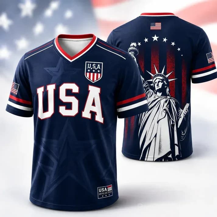 USA Liberty V-Neck Soccer Jersey – American Flag - View 1