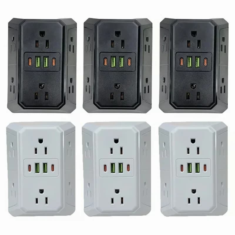 6-Outlet Multi Plug Wall Extender, White, 2-Pack - View 9