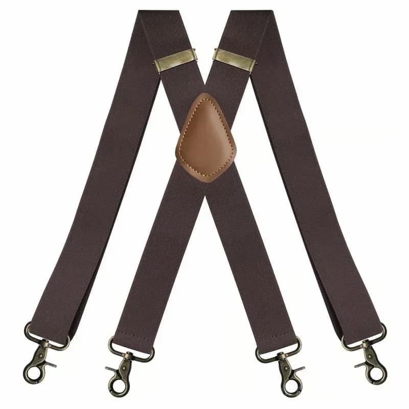 Adjustable X-Back Work Suspenders, Black/Beige/Coffee/Grey - View 6